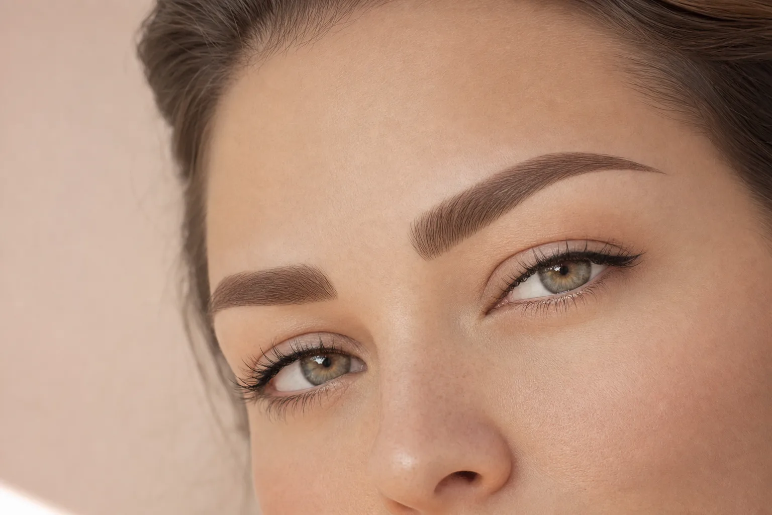 Augen und Augenbrauen nach Powder Brows und Lidstrich