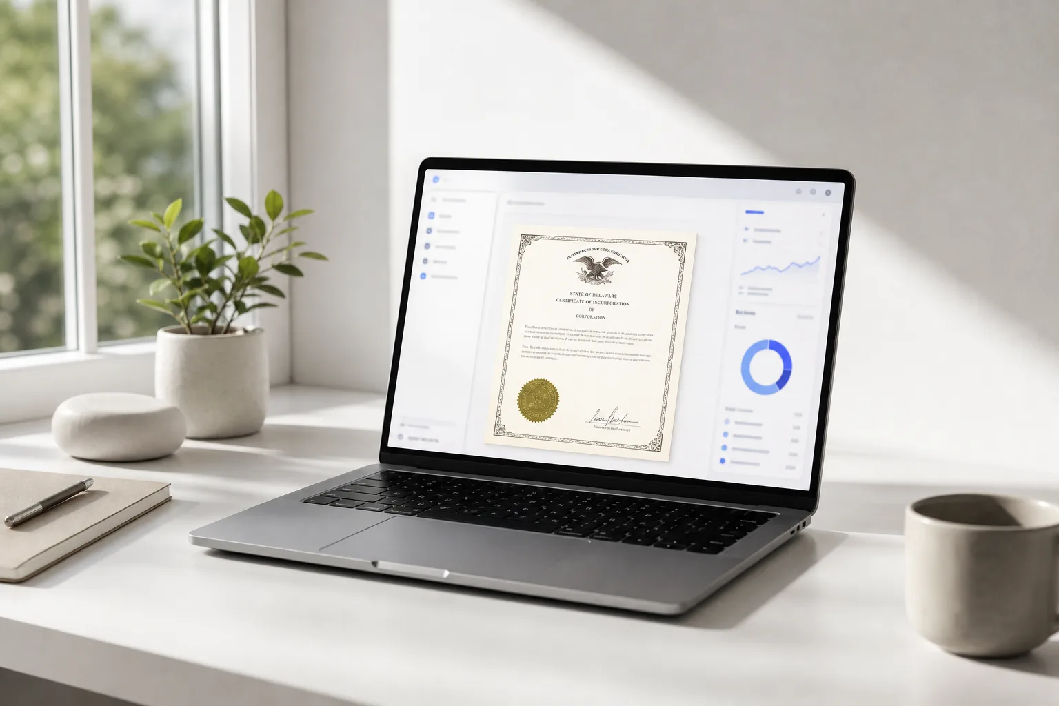 Stripe Atlas incorporation dashboard on laptop