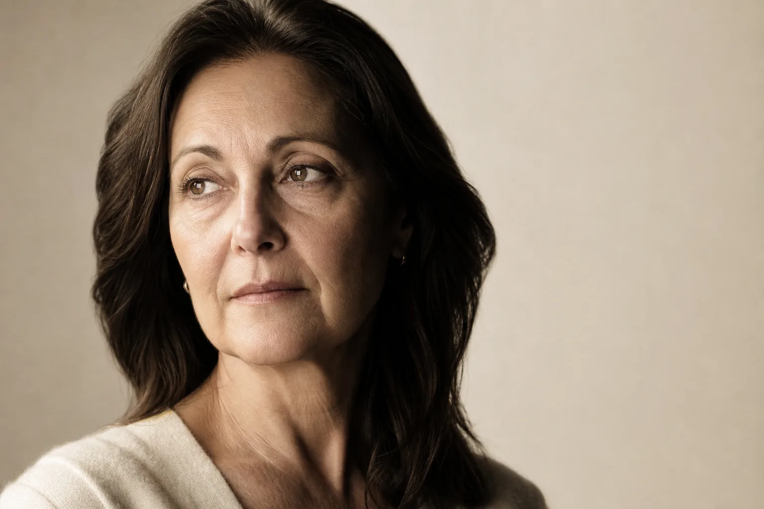 Mirada cansada antes de una blefaroplastia